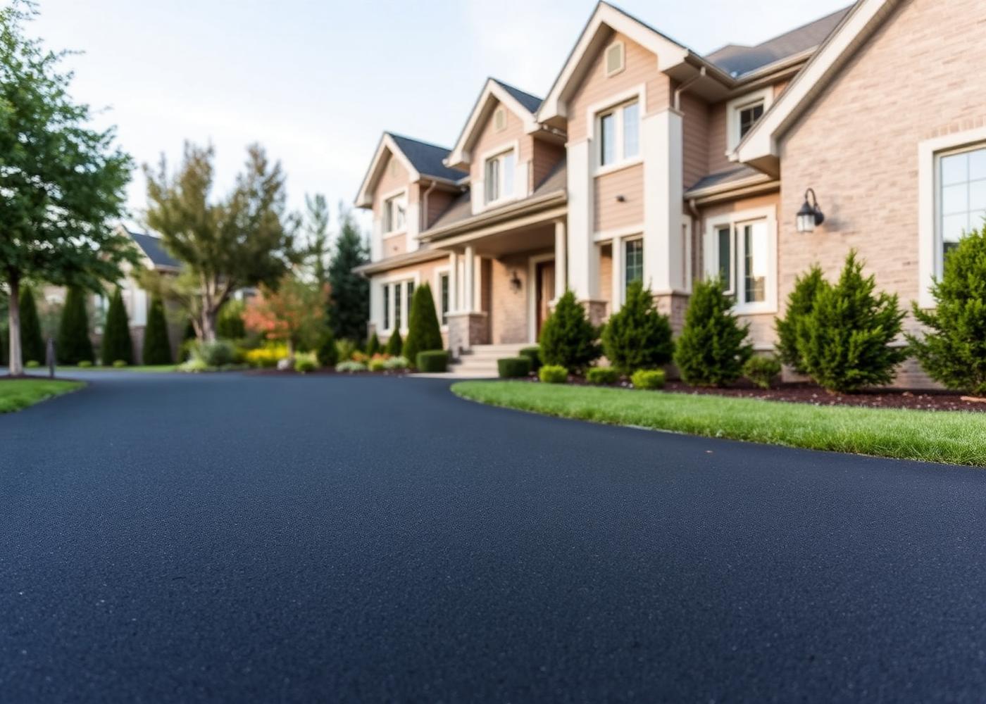 Driveway de asfalto recién pavimentado